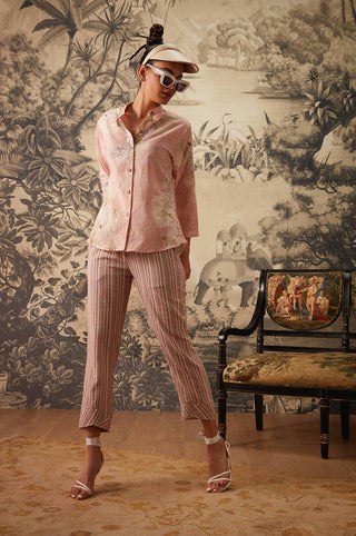 Kalista-Blush Pink Printed Tunic And Pants-INDIASPOPUP.COM