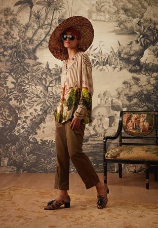 Kalista-Multicolor Striped Printed Tunic And Pant-INDIASPOPUP.COM