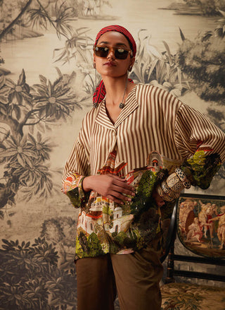 Kalista-Multicolor Striped Printed Tunic And Pant-INDIASPOPUP.COM