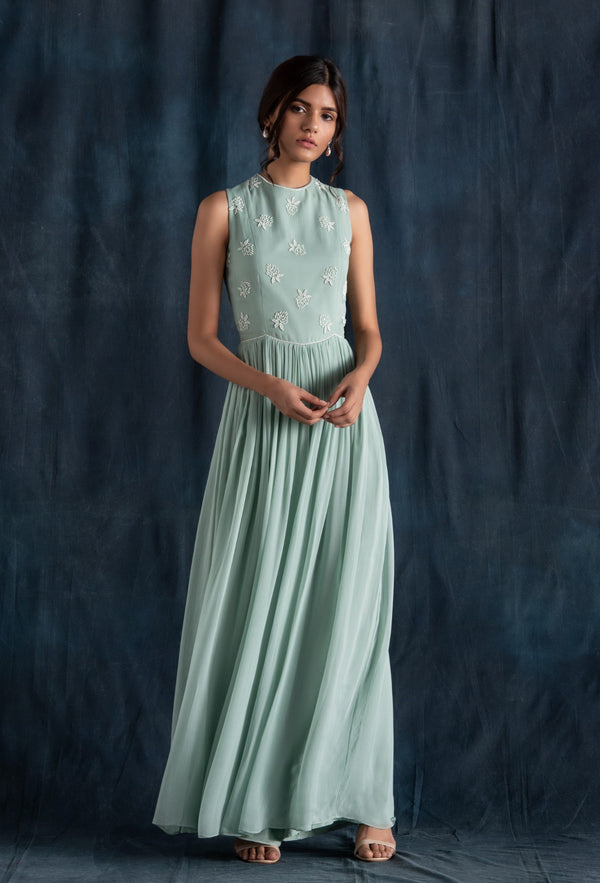 Lavanya Ahuja-Mint Flared Jumpsuit-INDIASPOPUP.COM
