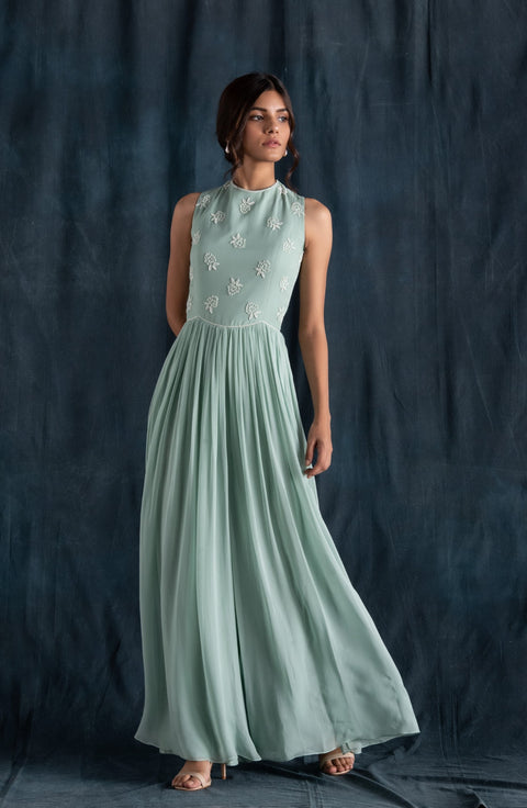 Lavanya Ahuja-Mint Flared Jumpsuit-INDIASPOPUP.COM