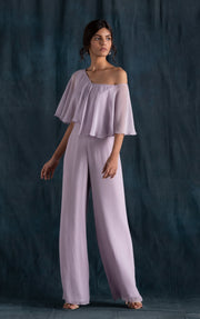 Lavanya Ahuja-Lilac Jumpsuit With Cape-INDIASPOPUP.COM