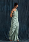 Lavanya Ahuja-Mint Scallop Detail Pre-Stitched Saree-INDIASPOPUP.COM