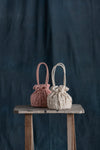 Lavanya Ahuja-Blush Lace Hand Embroidered Drawstring Bag-INDIASPOPUP.COM