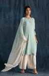Lavanya Ahuja-Mint & Ivory Embroidered Kurta Set-INDIASPOPUP.COM
