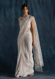 Lavanya Ahuja-Soft Grey Pre-Stitched Saree-INDIASPOPUP.COM