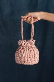 Lavanya Ahuja-Blush Lace Hand Embroidered Drawstring Bag-INDIASPOPUP.COM