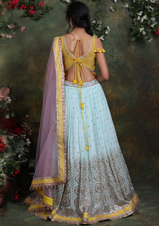 Archana Kochhar-Pastel Hue Embroidered Lehenga Set-INDIASPOPUP.COM