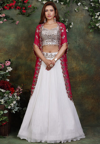 Archana Kochhar-Ivory And Pink Embroidered Lehenga Set-INDIASPOPUP.COM