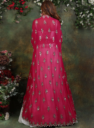 Archana Kochhar-Ivory And Pink Embroidered Lehenga Set-INDIASPOPUP.COM