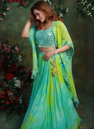 Archana Kochhar-Green Tie Dye Lehenga Set-INDIASPOPUP.COM