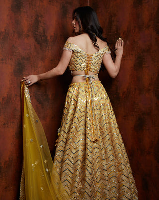 Archana Kochhar-Yellow Embroidered Lehenga Set-INDIASPOPUP.COM