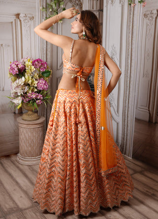 Archana Kochhar-Orange Embroidered Lehenga Set-INDIASPOPUP.COM