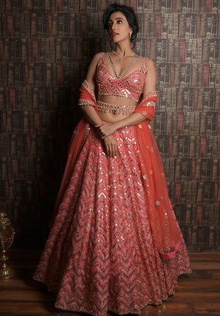 Archana Kochhar-Pink Embroidered Lehenga Set-INDIASPOPUP.COM