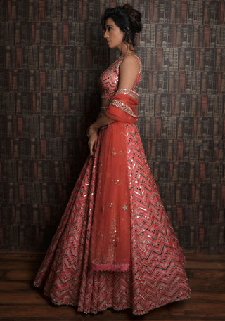 Archana Kochhar-Pink Embroidered Lehenga Set-INDIASPOPUP.COM