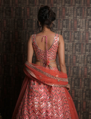 Archana Kochhar-Pink Embroidered Lehenga Set-INDIASPOPUP.COM