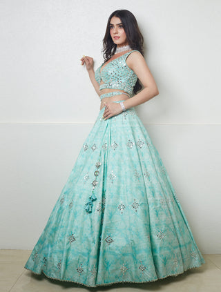 Archana Kochhar-Blue Tie Dye Lehenga Set-INDIASPOPUP.COM