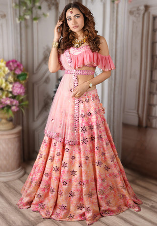 Archana Kochhar-Pink Tie Dye Lehenga Set-INDIASPOPUP.COM