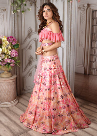 Archana Kochhar-Pink Tie Dye Lehenga Set-INDIASPOPUP.COM