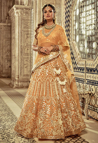 Archana Kochhar-Mustard Embroidered Lehenga Set-INDIASPOPUP.COM