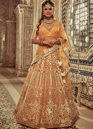 Archana Kochhar-Mustard Embroidered Lehenga Set-INDIASPOPUP.COM