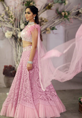 Archana Kochhar-Lilac Lucknowi Lehenga Set-INDIASPOPUP.COM