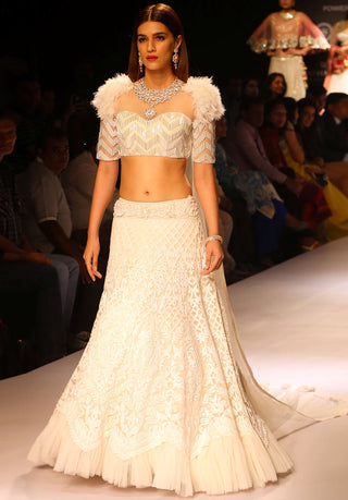 Archana Kochhar-Ivory Lucknowi Lehenga Set-INDIASPOPUP.COM