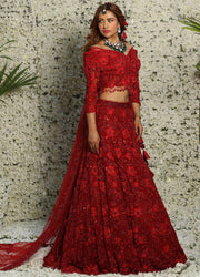 Archana Kochhar-Bridal Red Embroidered Lehenga Set-INDIASPOPUP.COM
