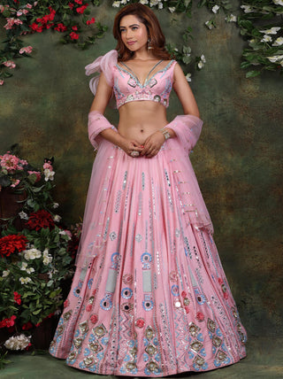 Archana Kochhar-Vibrant Pink Embroidered Lehenga Set-INDIASPOPUP.COM