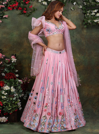 Archana Kochhar-Vibrant Pink Embroidered Lehenga Set-INDIASPOPUP.COM