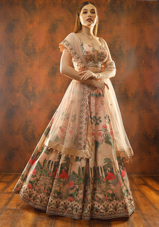 Archana Kochhar-Pink Floral Printed Lehenga Set-INDIASPOPUP.COM