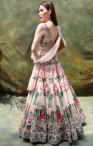 Archana Kochhar-Pink Floral Printed Lehenga Set-INDIASPOPUP.COM