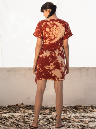 Khara Kapas-Red Dye Wrap Mini Dress-INDIASPOPUP.COM