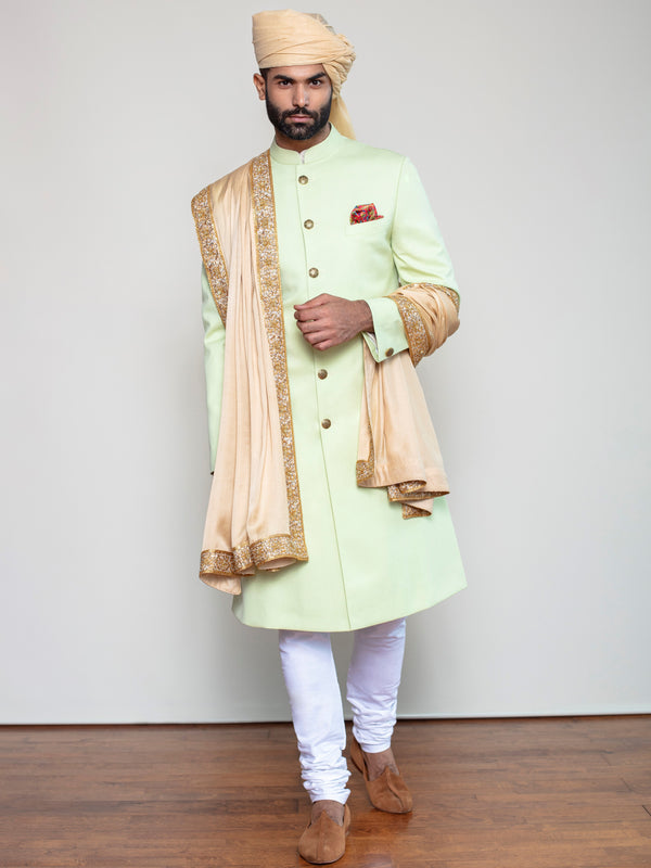 Arjun Kilachand-Lime Green Classic Sherwani-INDIASPOPUP.COM