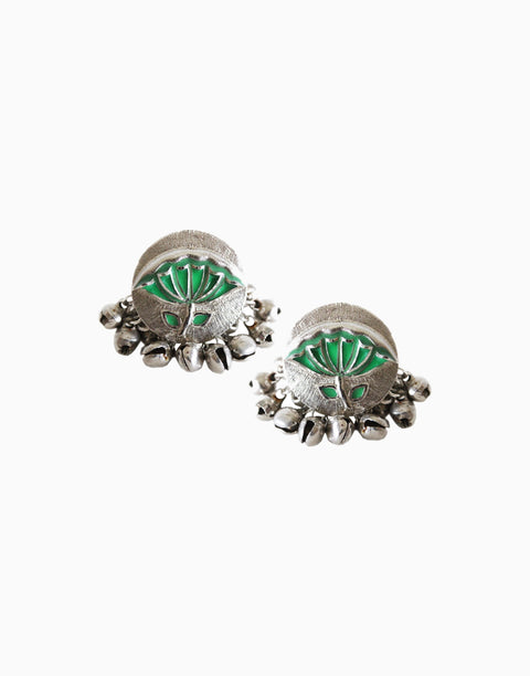 Hyperbole - Green Lotus Leaf Enamel Studs - INDIASPOPUP.COM