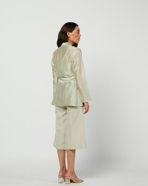Meadow-Green Silk Jacket & Pants-INDIASPOPUP.COM