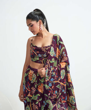 Mahima Mahajan-Purple Ruffle Embroidered Saree With Blouse-INDIASPOPUP.COM