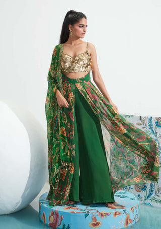 Mahima Mahajan-Green Embroidered Pant With Blouse And Dupatta-INDIASPOPUP.COM