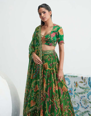 Mahima Mahajan-Green Embroidered Lehenga Set-INDIASPOPUP.COM