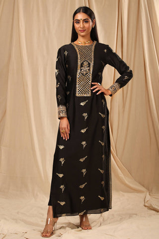 House Of Masaba-Black Vintage Fiona Kurta With Legging-INDIASPOPUP.COM