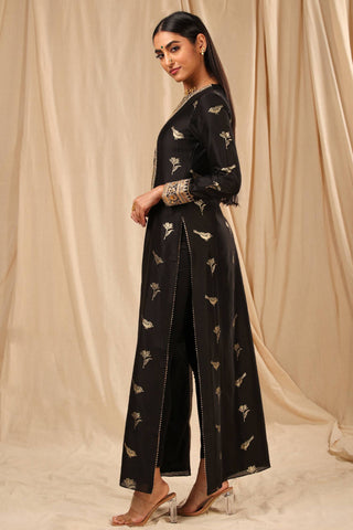 House Of Masaba-Black Vintage Fiona Kurta With Legging-INDIASPOPUP.COM