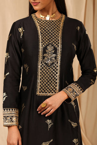 House Of Masaba-Black Vintage Fiona Kurta With Legging-INDIASPOPUP.COM