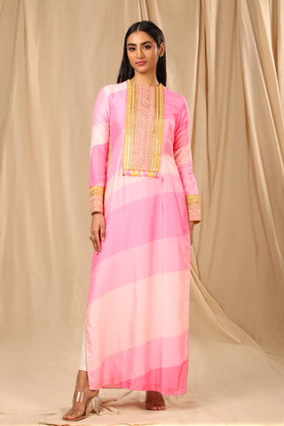 House Of Masaba-Candy Pink Sorbet Kurta With Legging-INDIASPOPUP.COM