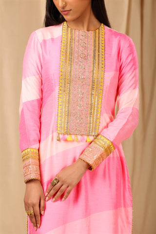 House Of Masaba-Candy Pink Sorbet Kurta With Legging-INDIASPOPUP.COM