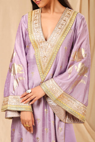 House Of Masaba-Lilac Wine Garden Kurta With Legging-INDIASPOPUP.COM