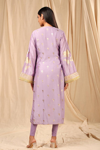 House Of Masaba-Lilac Wine Garden Kurta With Legging-INDIASPOPUP.COM