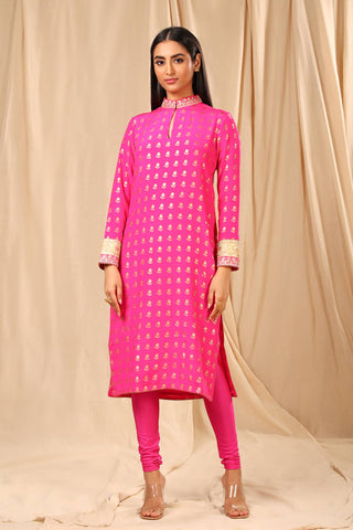 House Of Masaba-Hot Pink Wallflower Kurta-INDIASPOPUP.COM