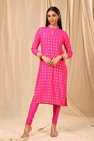 House Of Masaba-Hot Pink Wallflower Kurta-INDIASPOPUP.COM