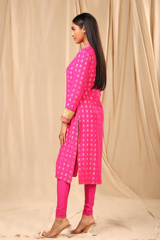 House Of Masaba-Hot Pink Wallflower Kurta-INDIASPOPUP.COM