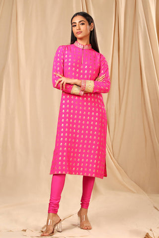 House Of Masaba-Hot Pink Wallflower Kurta-INDIASPOPUP.COM